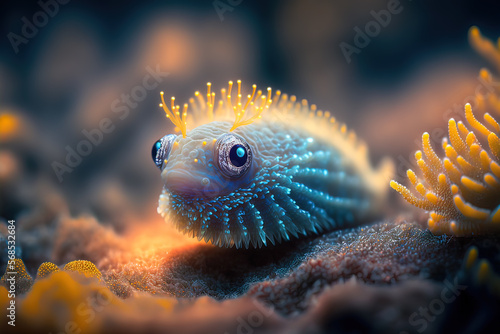 Fantastic , amazing  bioluminescence creatures of the underwater world. Beautiful background © Надежда Семироз