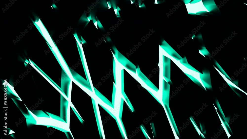 Black background with drawings. Design. Green and blue laser beams made