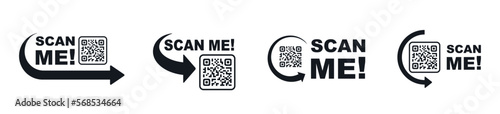 QR code scan for smartphone. Qr code frame vector set. Template scan me Qr code for smartphone. QR code for mobile app, payment and phone. Scan me phone tag. Vector illustration.