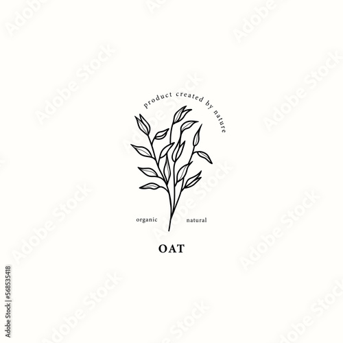 Line art oats branch illustration