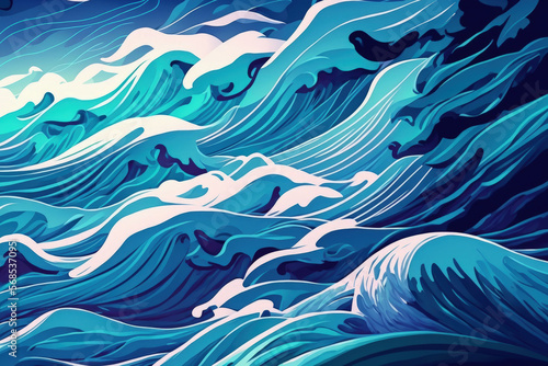 Sea of abstract blue color used as background. Generative AI