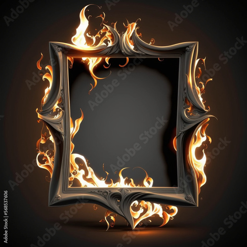 Foto Artificial Fire: AI-Generated Render of a Blazing Frame of Hot Red, Orange, and