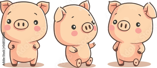 vector pig cartoon set on white background
