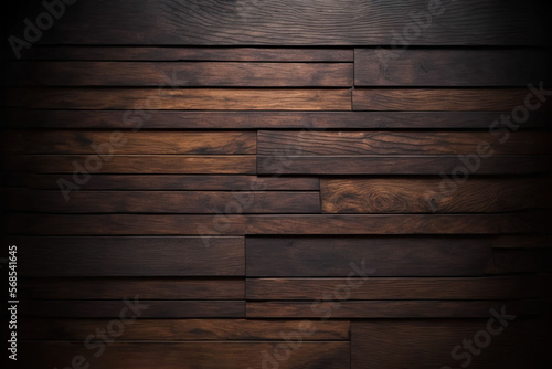 wood texture background, Dark flat Wooden planks horizontally arranged Background illustration, Generative Ai