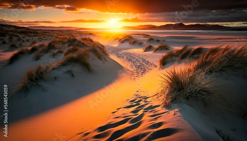 sunset on a sandy beach 
