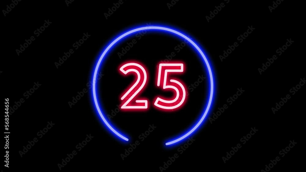 30 seconds red and blue color neon light countdown timer on black background. Animated circle shaped stylish smooth tailed line indicator. Neon and shady nightlife concept 30 seconds red and blue color neon light countdown timer on black background. Animated circle shaped stylish smooth tailed line indicator. Neon and shady nightlife concept