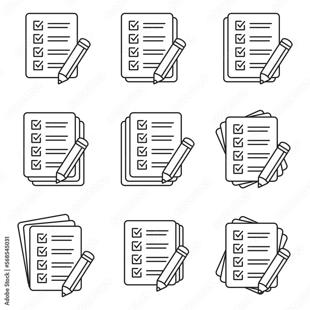 Checklist with pencil icon vector illustration. Test vector icon. Checklist with pencil icon vector illustration. Test vector icon.