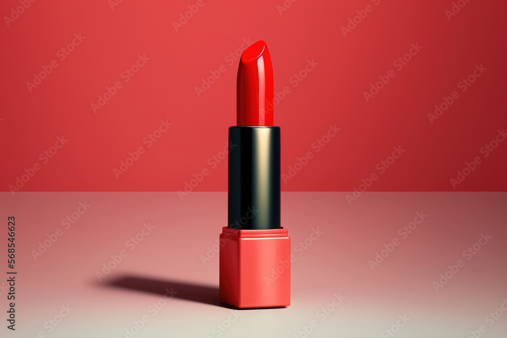 Open red lipstick, generative ai Open red lipstick, generative ai