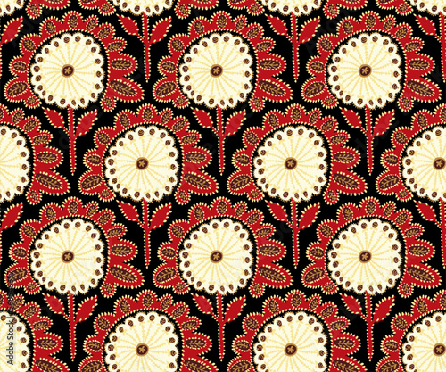 Seamless pattern with decorative flowers. Cute bohemian textile print. Vector illustration.