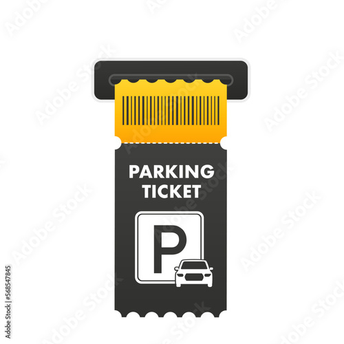 Golden ticket for parking. Parking Receipt Template Paper receipt from ticket machine slot. Parking area. Parking tickets. Payment station. Great design for any purpose.VIP ticket. Vector illustration