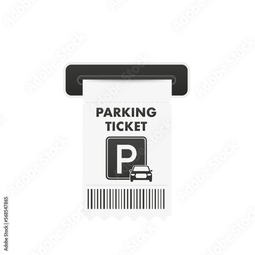 Parking ticket. Parking receipt template Paper receipt from ticket machine slot. Parking zone. Car parking tickets. Payment station. Great design for any purposes. Vector illustration