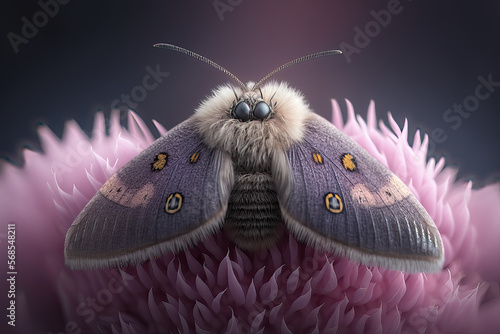 Light grey and purple moth on a flower photo
