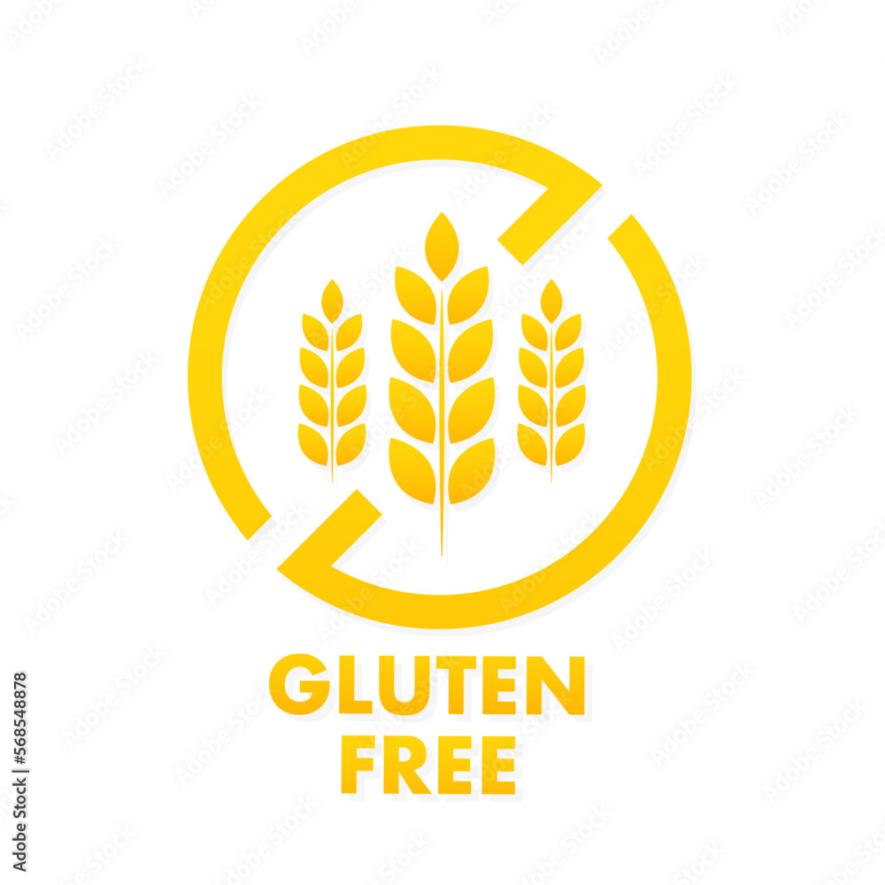 Gluten-free icon. Wheat symbols for gluten-free packaging or dietary food sign. Free food label or sticker flat. On a white isolated background. Vector illustration Gluten-free icon. Wheat symbols for gluten-free packaging or dietary food sign. Free food label or sticker flat. On a white isolated background. Vector illustration