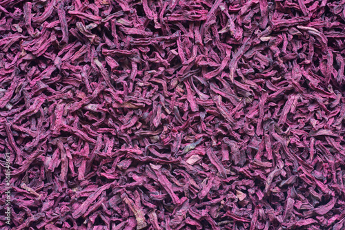 Dried beetroot flakes. Dehydrated edible beets. Food background. Vegetables full of minerals and vitamins