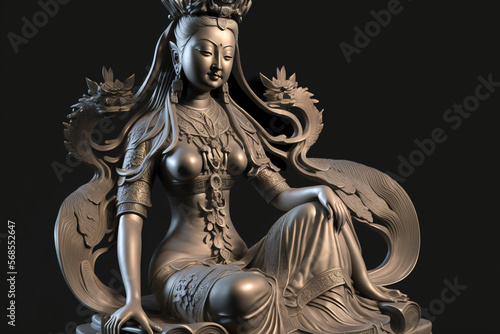 Chinese goddess statue 3d concept, Illustration Graphic Design with Generative AI. 