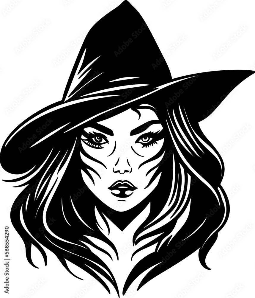 Witch silhouette, scary woman in a hat magic holiday mystery cartoon female vector illustration Witch silhouette, scary woman in a hat magic holiday mystery cartoon female vector illustration