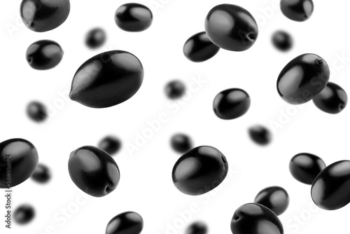 black Olives isolated on white background, clipping path, full depth of field