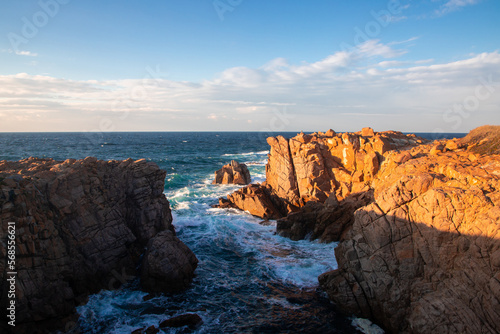 Landscape with waves on the rocky shore of Sines - Portugal