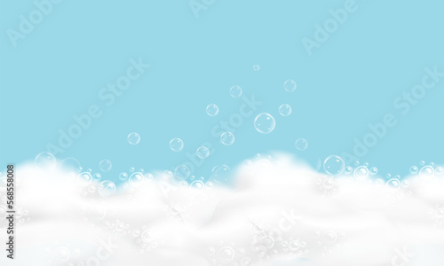 Shampoo bubbles texture.Bath foam background.Sparkling shampoo and bath lather vector illustration.
