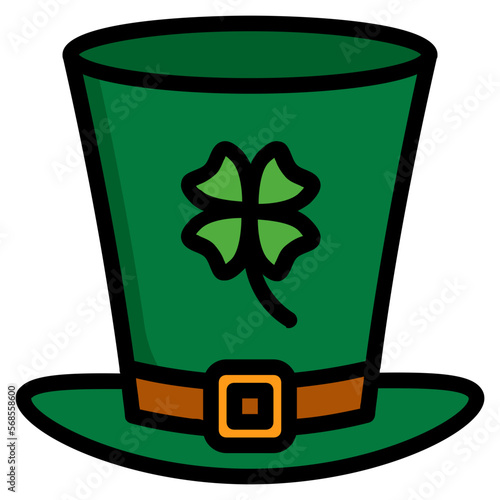 st patricks day saint hat Color line icon