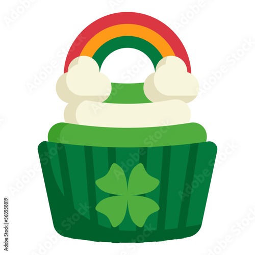 st patricks day cupcake flat icon