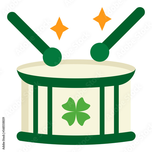 saint patricks drum flat icon