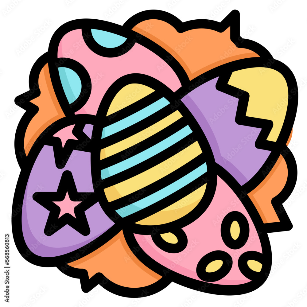 easter egg Color line icon easter egg Color line icon