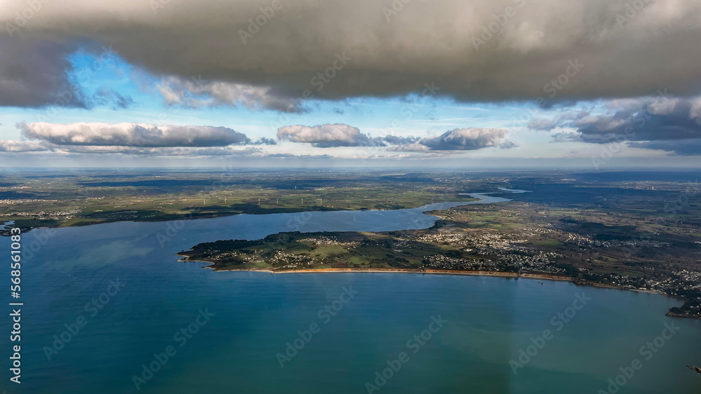 gulf Morbihan and Quiberon aerial view in french britanny