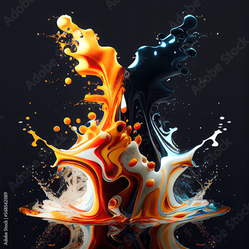 Orange and white splash paint - By Generative AI © CEVmemories