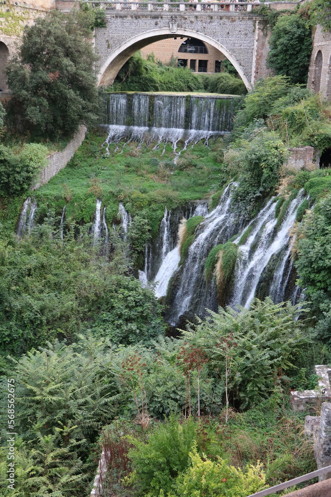 Waterfall of the river Aniene in Tivoli, Lazio Italy