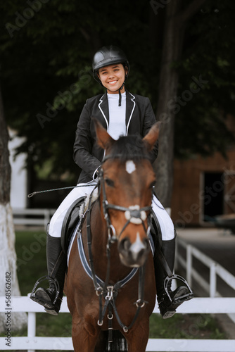 Dressage horse and a rider © JJ Studio