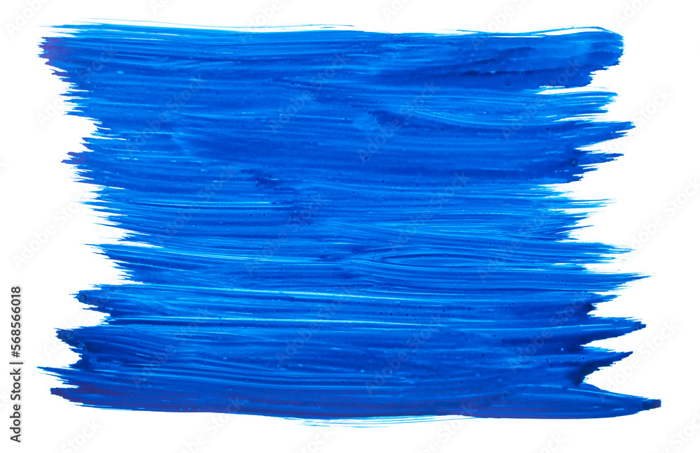 Smeared blue paint isolated on white background.