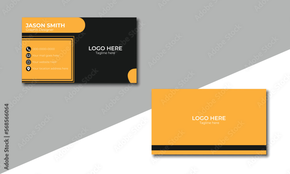 Classic Business Card template, Flat business card Layout, yellow and black business card layout