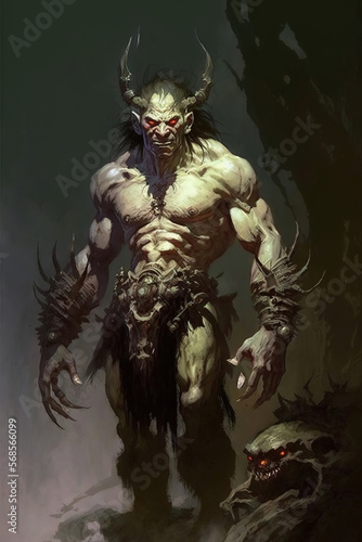 Scary monster with claws on his hands, painting, mutant, dark fantasy, art illustration 