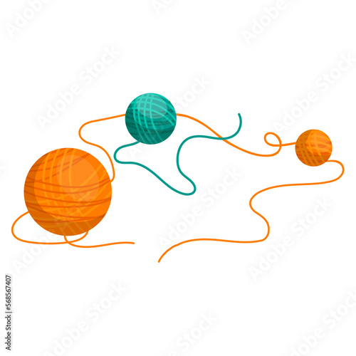 A ball of thread, untangled yarn for knitting.Vector graphics.