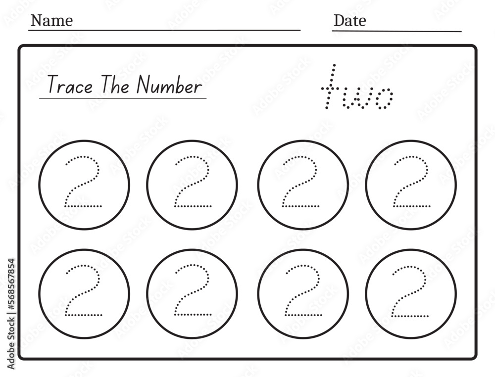 Writing practice number two printable worksheet for preschool ...