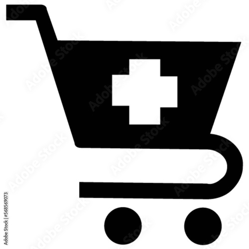 grocery cart medical vector, icon, symbol, logo, clipart, isolated. vector illustration. vector illustration isolated on white background.