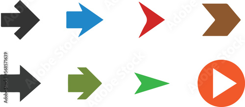 colorful right arrow icon vector, set arrows symbol icons. isolated.