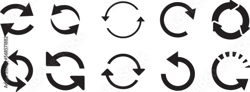 Refresh icon vector, reload icons set isolated on white background. Refresh sign, reload sign. Circular arrows. Vector illustration. 