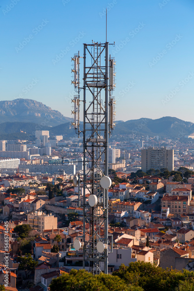 Fototapeta premium Aerial view of the city of Marseille on a sunny winter day