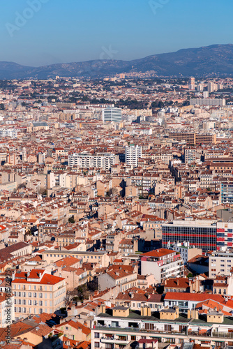 Aerial view of the city of Marseille on a sunny winter day © EnginKorkmaz