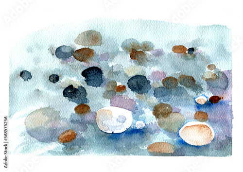Abstract illustration of pebbles in a river