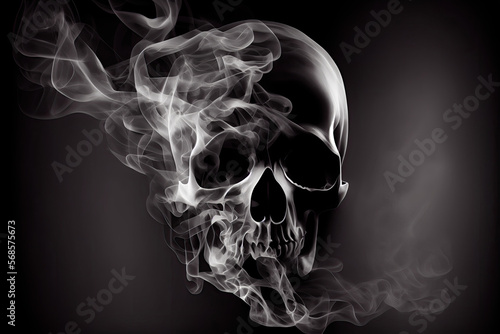 Black Skull made of smoke - By Generative AI