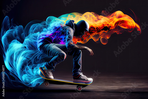 skater flow of energy - By Generative AI photo