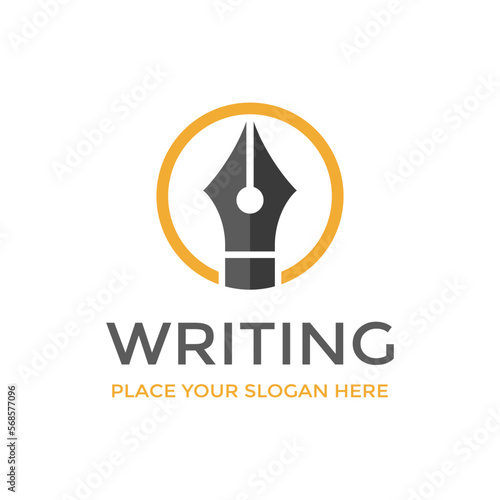 Writing vector logo template with modern design.