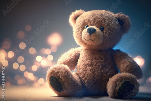 teddy bear on bokeh background