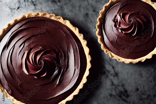 Delicious chocolate tart, Tasty frangipan Generative AI photo