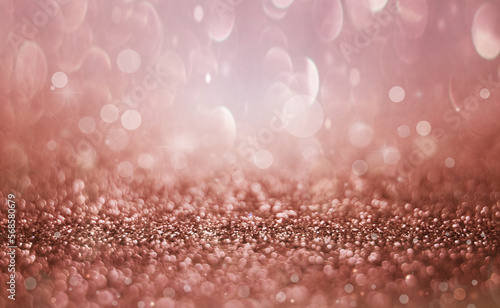 rose gold sparkle bokeh abstract background. 