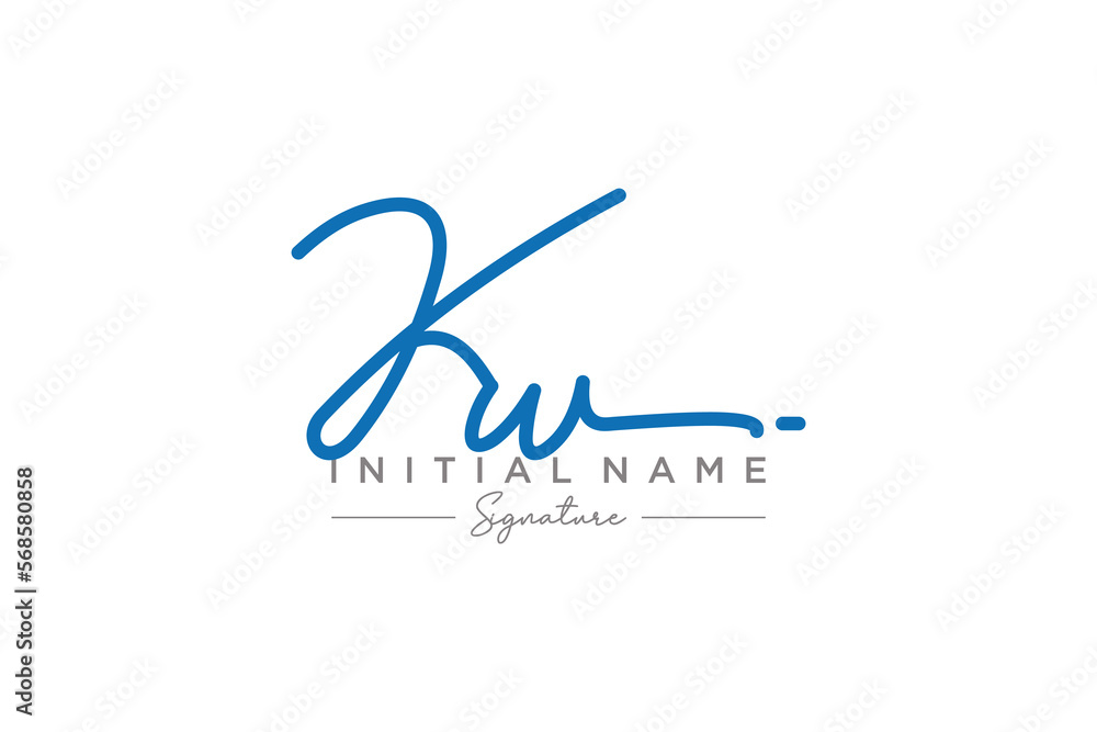 Initial KW signature logo template vector. Hand drawn Calligraphy lettering Vector illustration. Initial KW signature logo template vector. Hand drawn Calligraphy lettering Vector illustration.