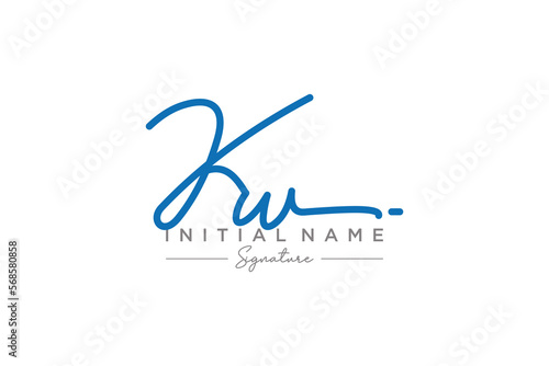 Initial KW signature logo template vector. Hand drawn Calligraphy lettering Vector illustration.